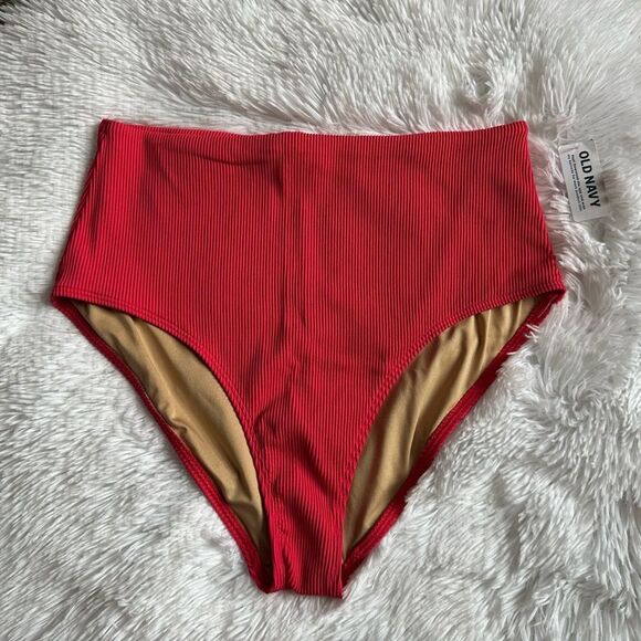 Old Navy 2 Piece Swimsuit Bikini New Ribbed Pink Womens Size Large - Picture 4 of 11